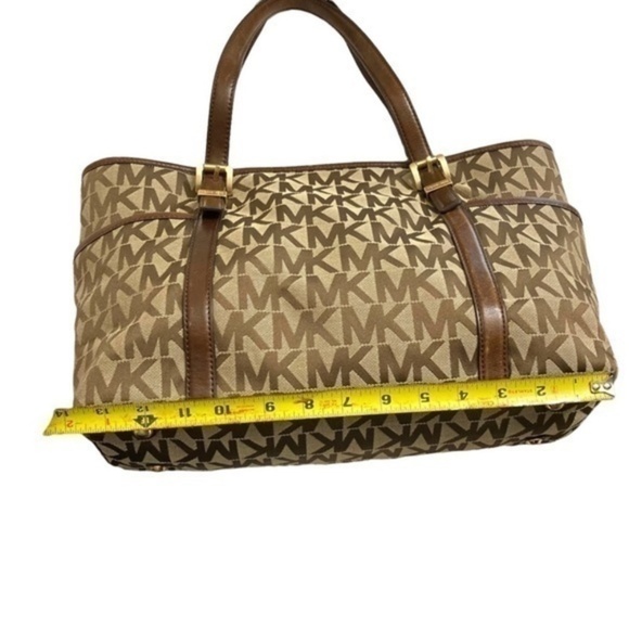 Michael Kors brown signature mk tote bag with leather trim - Picture 4 of 14